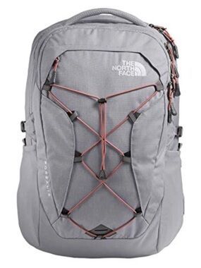 The North Face Light Gray Backpack with Pink Accent,
Borealis
